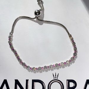 Pandora Pink & Clear Sparkle Slider bracelet